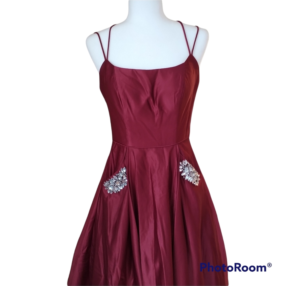 NEW Blondie Nites Burgundy Formal Long Dress Gown Sz 3 Jr